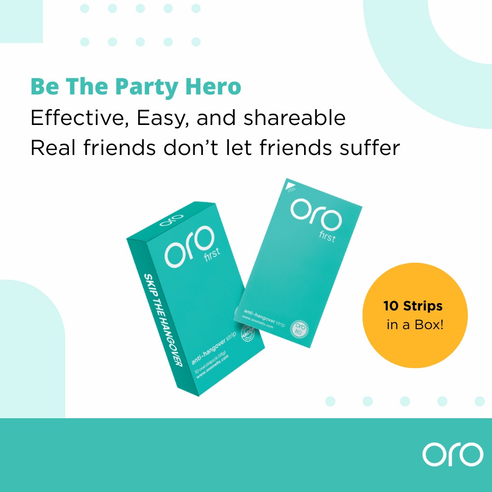 ORO FIRST Hangover Prevention Strips - 1 Box (10 Servings)
